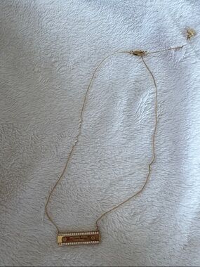 Michael Kors Gold Bar Pendant Necklace with Crystal Accents - Gold